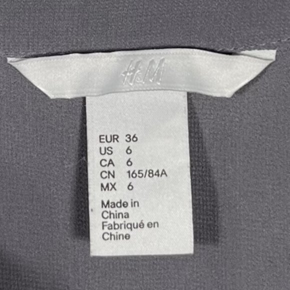 H&M Gray Mesh Pleated Front Button Blouse with 3/4 Sleeves Size 6 - Picture 4 of 4